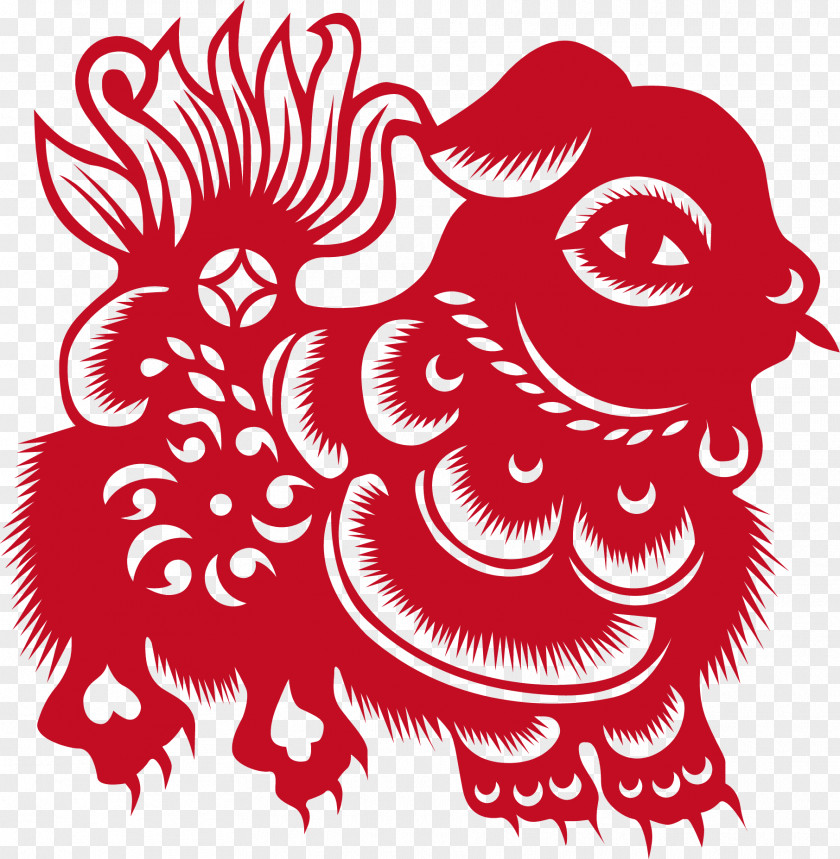 Red Lion China Chinese Paper Cutting Papercutting Art PNG