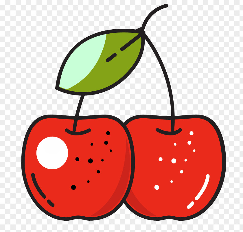 Hand Painted Red Cherry Fruit Auglis Icon PNG