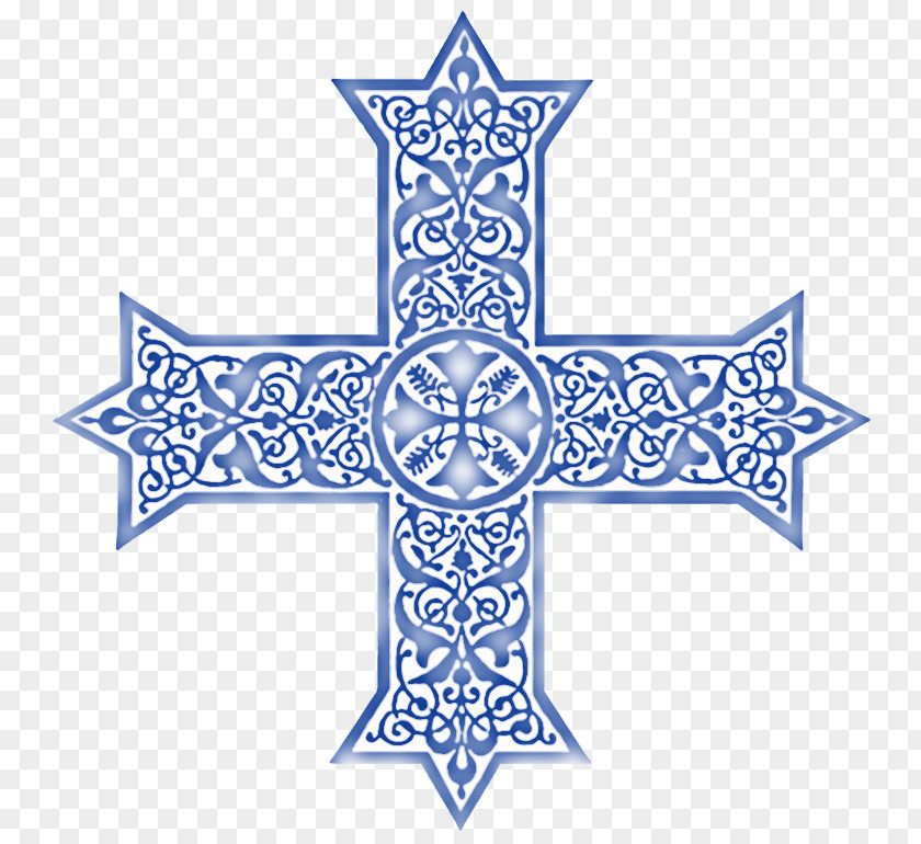 Coptic Cross Symmetry Line Point Pattern PNG