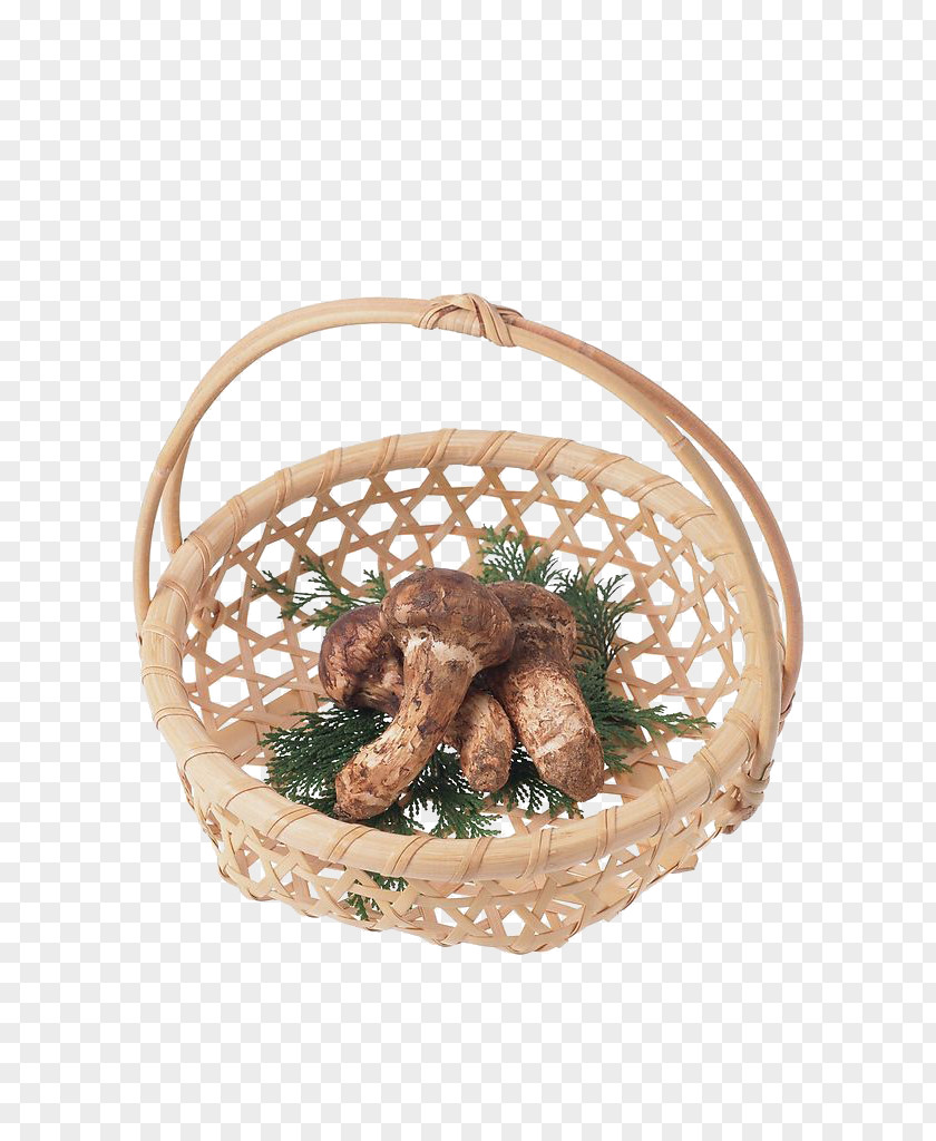 A Basket Of Products In Kind Pine Mushroom PNG