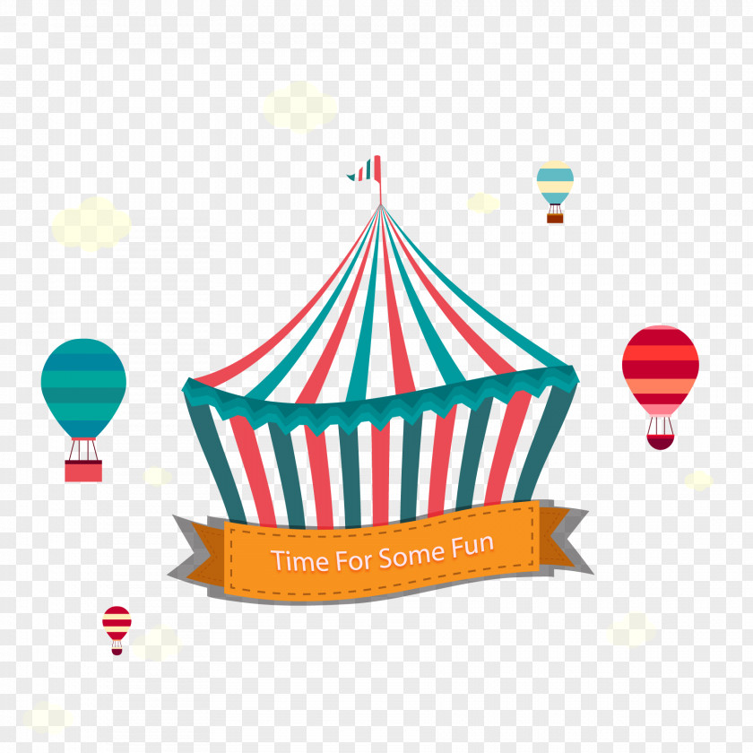 Creative Circus Tent And Hot Air Balloon Vector Material Download PNG