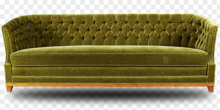 Long Green Brown Sofa Seat Couch Furniture PNG