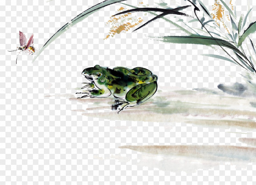 Frog Ink Wash Painting PNG
