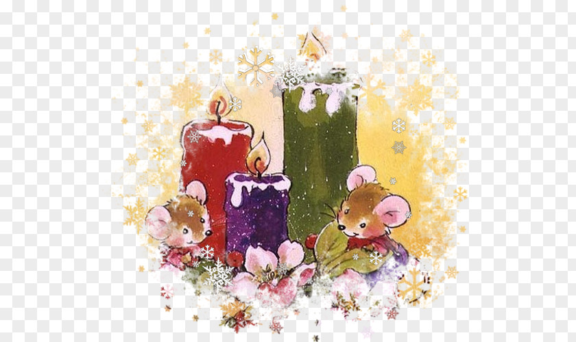 Mouse Floral Design Christmas Ornament Candle Desktop Wallpaper PNG