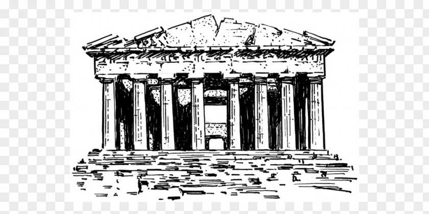 Temple Parthenon Black And White Rome PNG