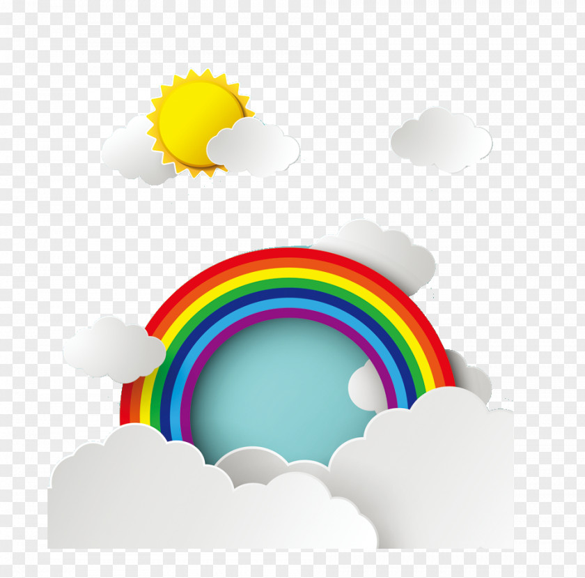 Cartoon Rainbow Sky Web Banner Color PNG