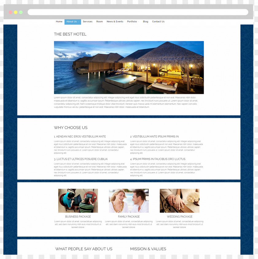 Hotel Online Reservations Accommodation Responsive Web Design Page PNG