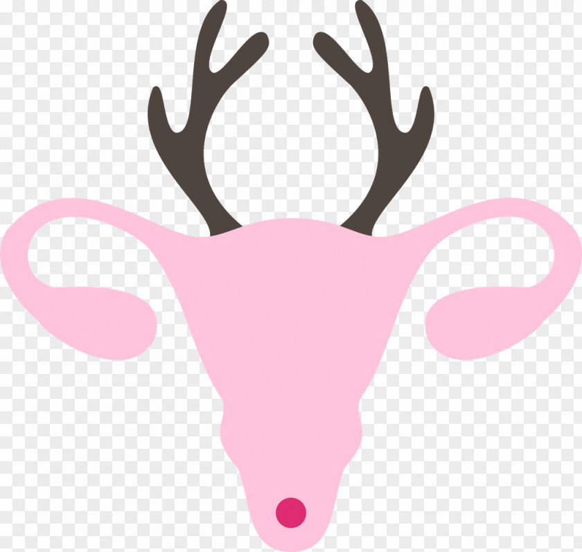 Reindeer Antler Snout Pink M Clip Art PNG