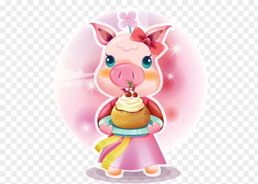 Birthday Domestic Pig Torte Clip Art PNG