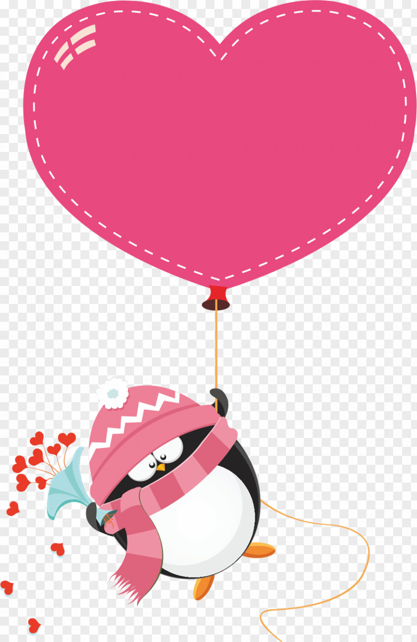 Penguin Love Stock Illustration Valentine's Day PNG