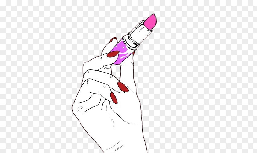 Red Lipstick Hand Nail PNG