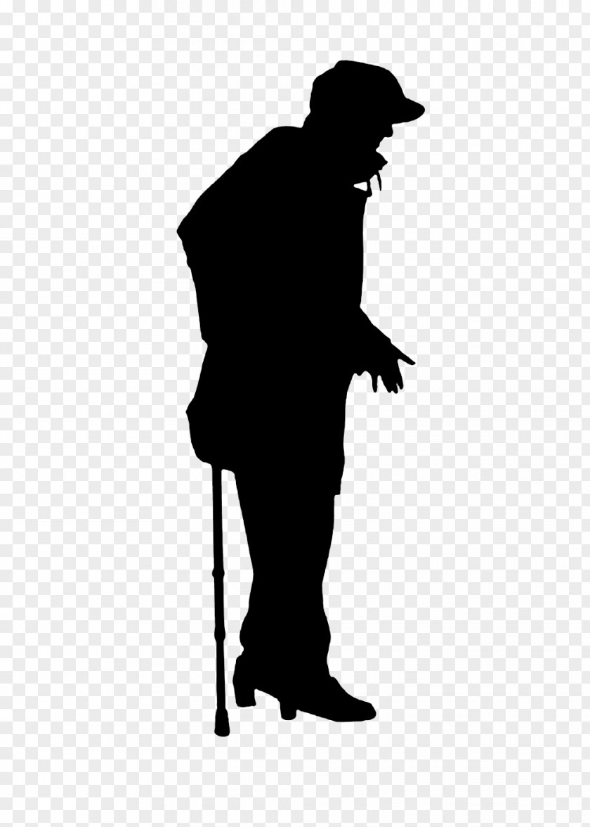 Silhouette Man On Crutches Person Photography Old Age PNG