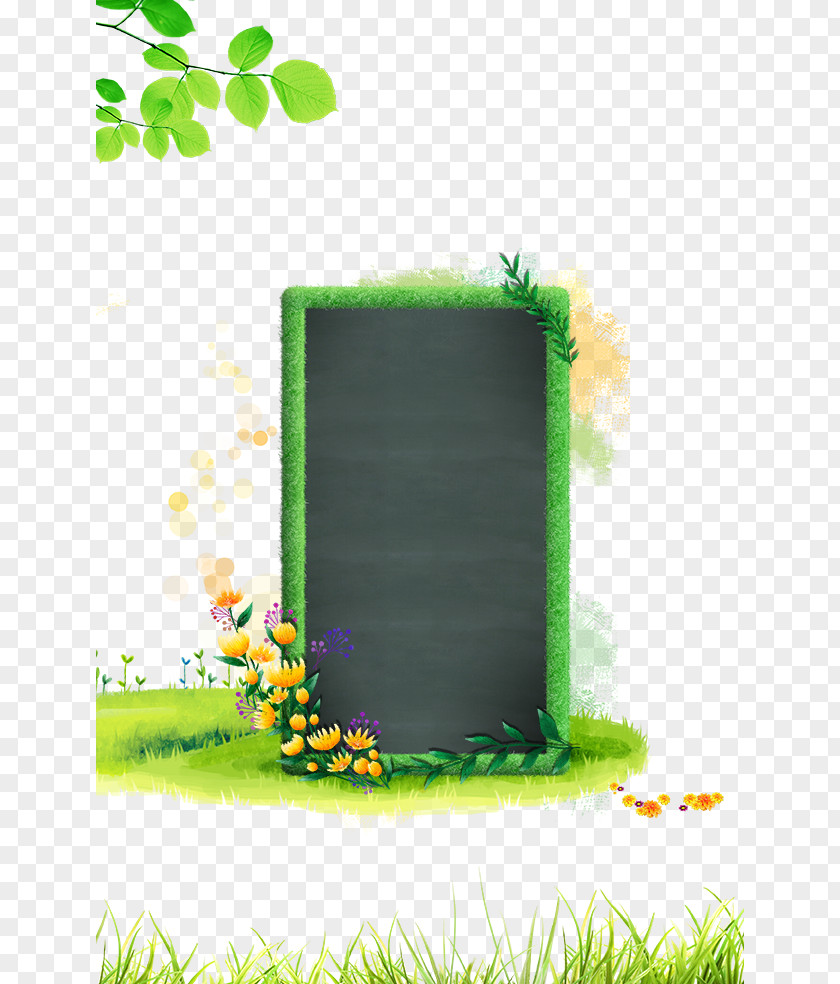 Small Green Chalkboard With Flowers Student Blackboard Learn PNG