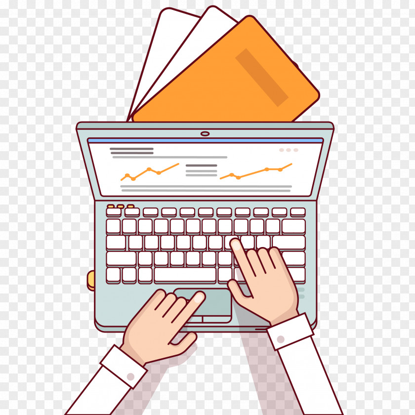 Cartoon Business Computer Laptop Flat Design Illustration PNG