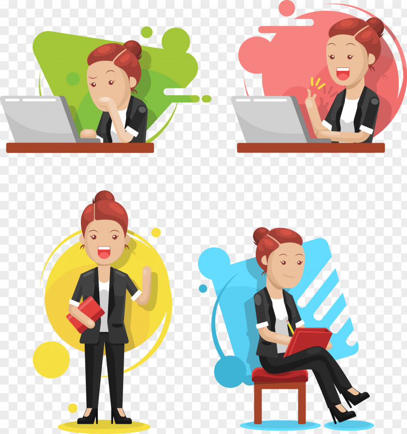 Vector Hand-painted Work Woman Rxe9sumxe9 Professional Businessperson Clip Art PNG