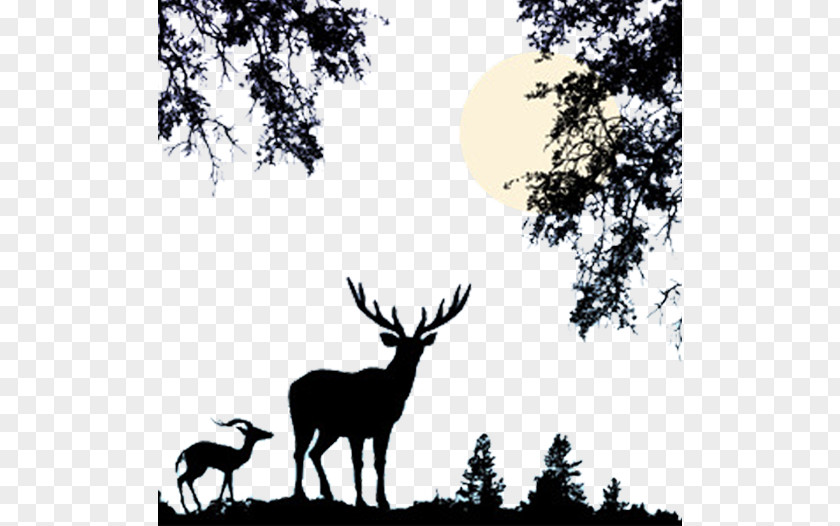 Natural Scenery With Deer Nature Wildlife Clip Art PNG