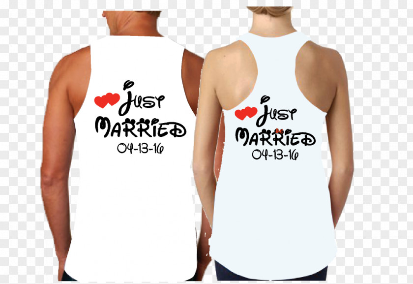 Just Married T-shirt Clothing Minnie Mouse Sleeveless Shirt PNG