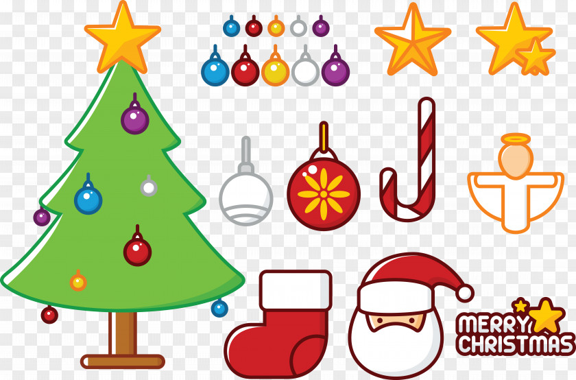 Various Christmas Decorative Elements Vector Euclidean Tree Element PNG