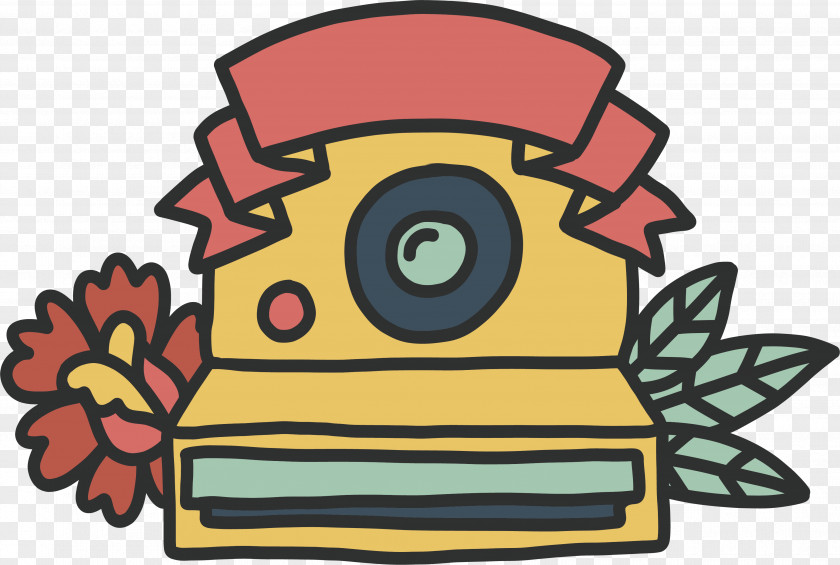 Yellow Hand-painted Camera Clip Art PNG