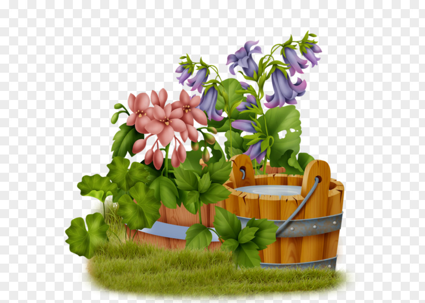 Flowers And Buckets Floral Design PNG