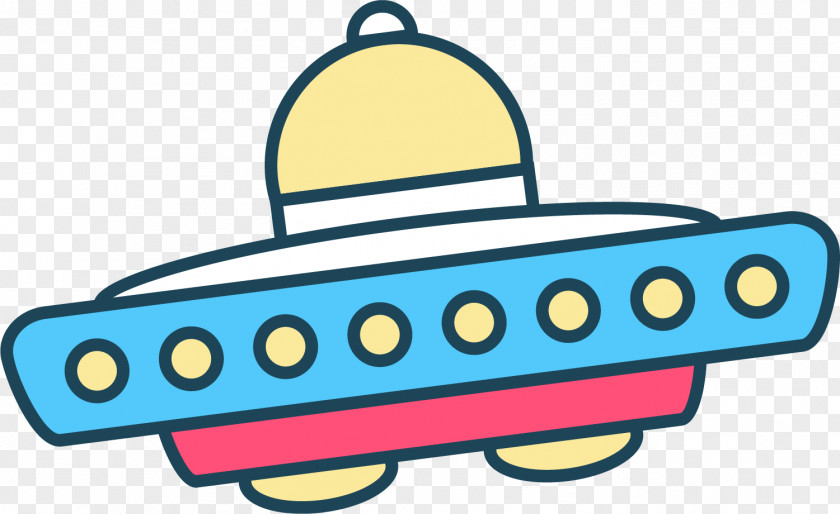 Hand Painted Colorful Spaceship UFO Unidentified Flying Object Vehicle Clip Art PNG