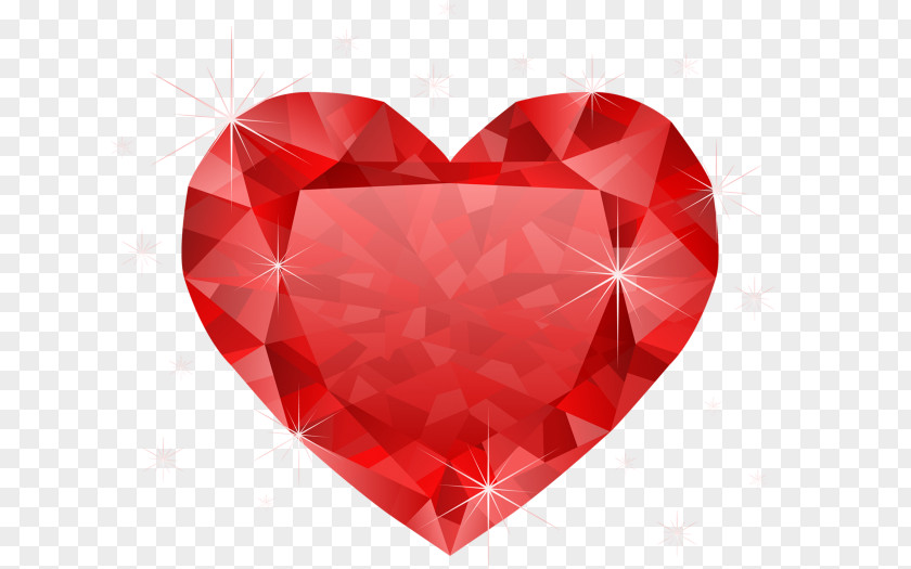 Red Flowers Decorate Diamond Heart Color Clip Art PNG