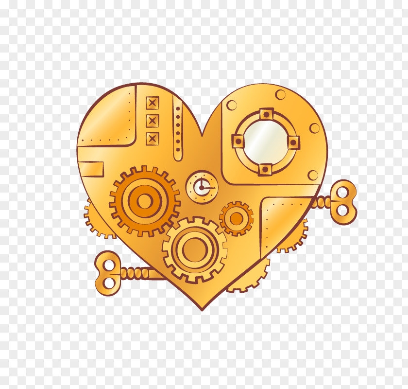 Steampunk Metal Heart-shaped Material PNG