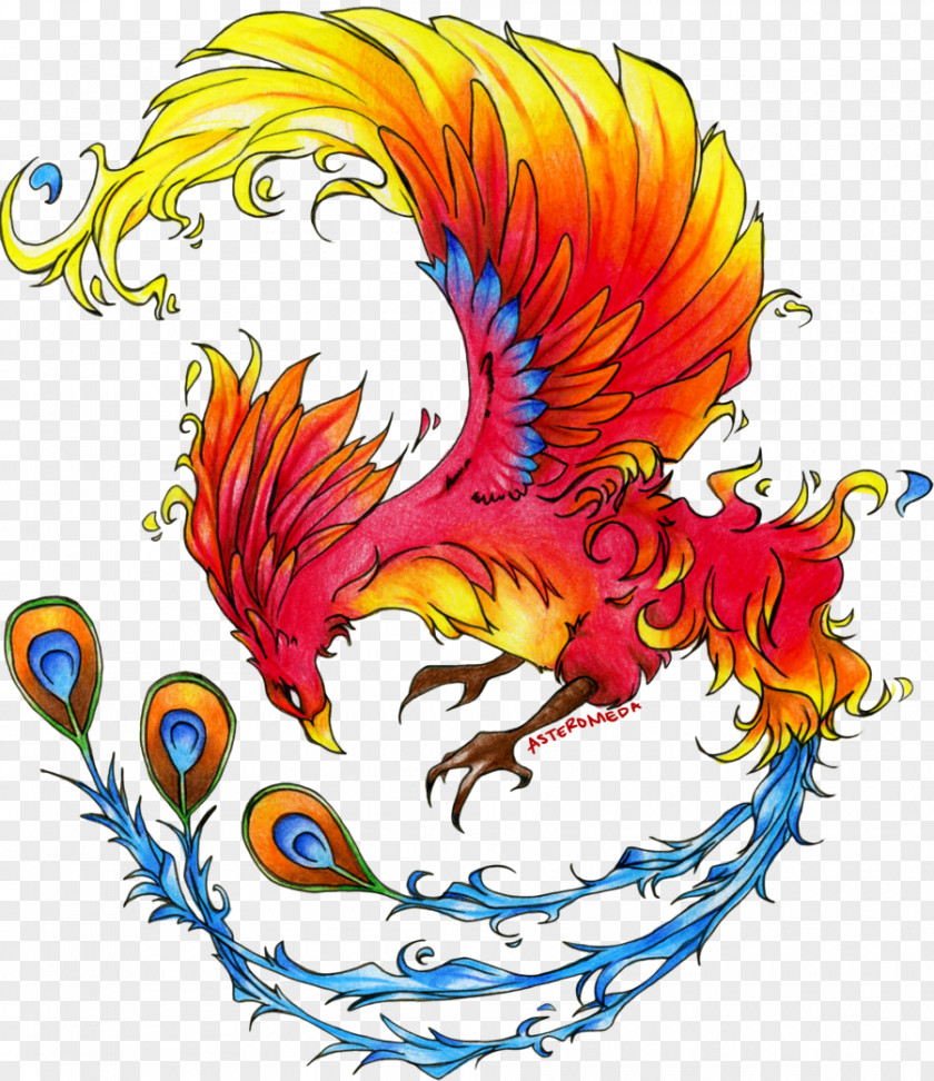Vibrant Flame Phoenix Legendary Creature Tattoo Fenghuang PNG