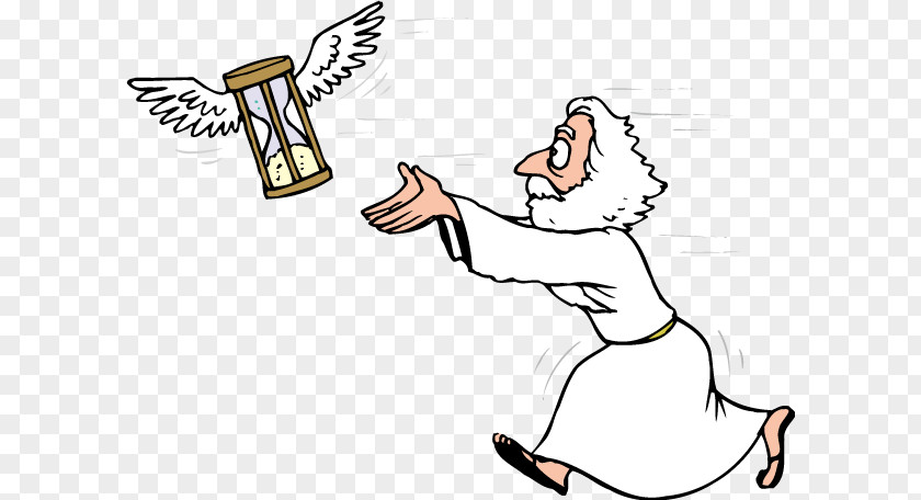 Hourglass Chasing Running Man Father Time Coloring Book Child PNG