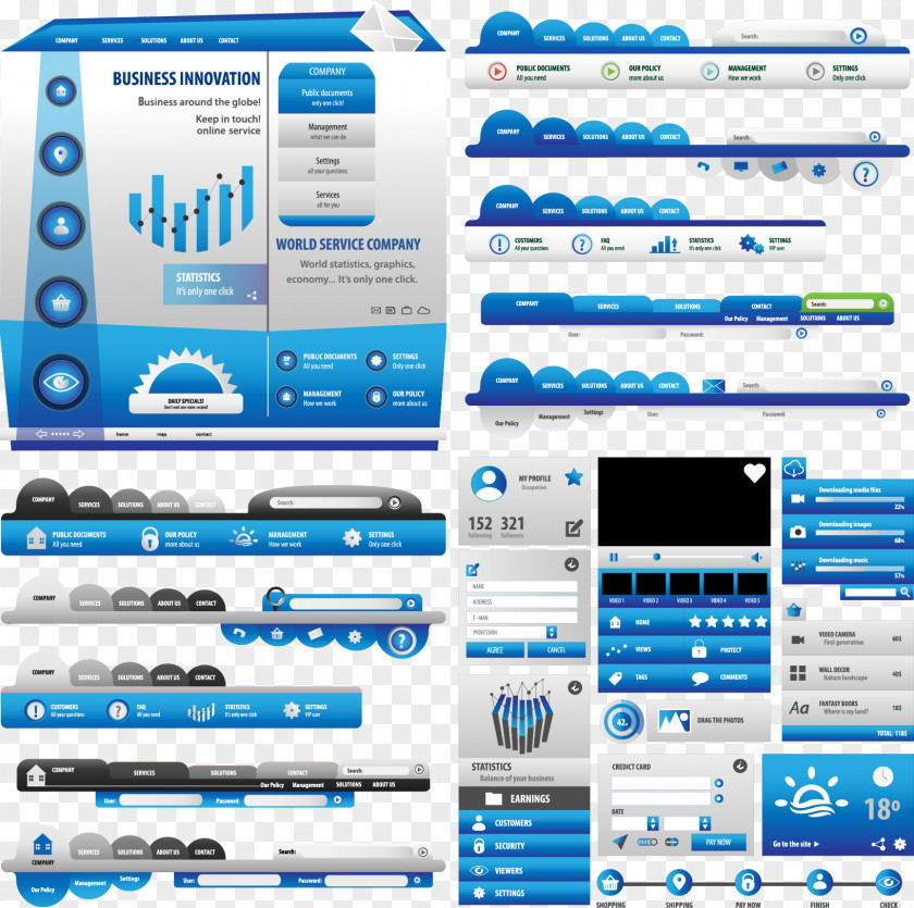 Blue Business Web Design Button User Interface Clip Art PNG