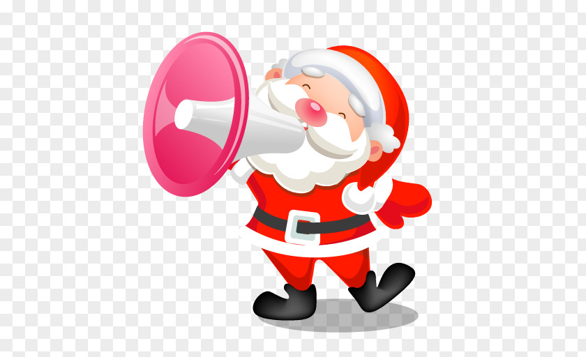 Santa Shouting Megaphone Christmas Ornament Fictional Character Clip Art PNG