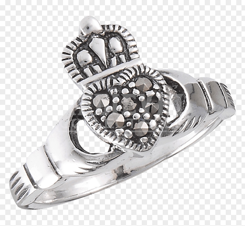 Claddagh Ring Silver Marcasite Jewellery Body PNG