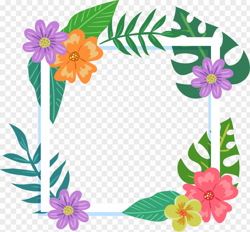 Colorful Flower Frame Picture Tropics Film PNG