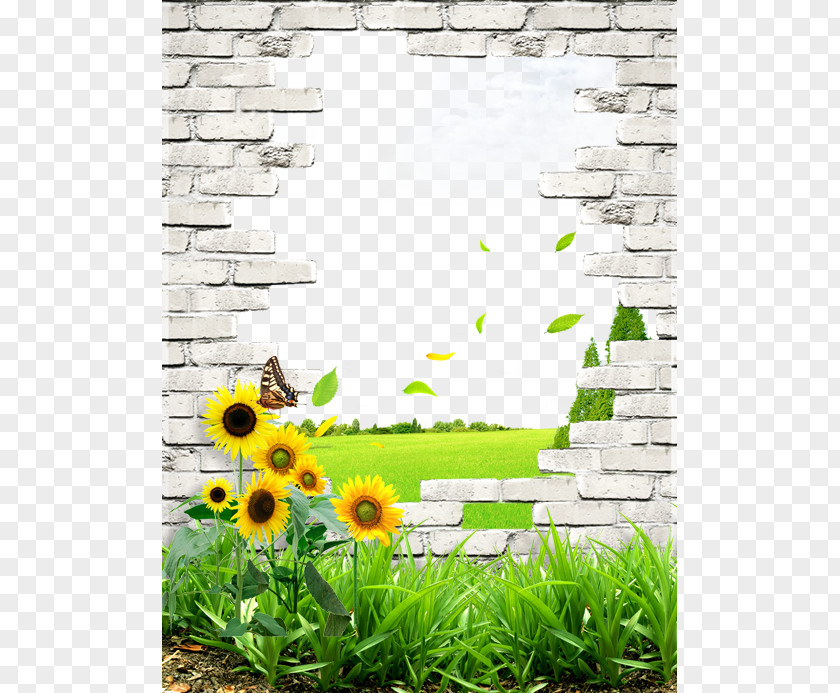 Fresh Illustrations Of Walls And Lawns Wall Poster Brick PNG