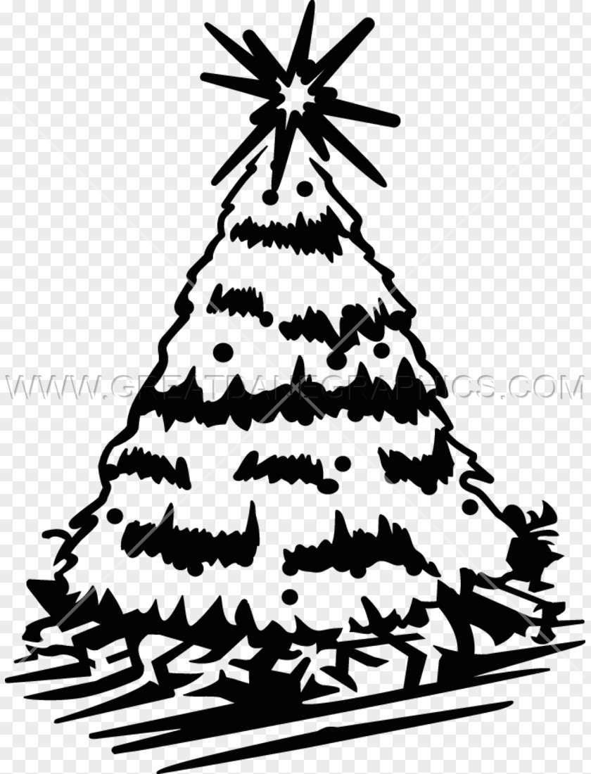 Print Ready Christmas Tree Spruce Fir Ornament Clip Art PNG