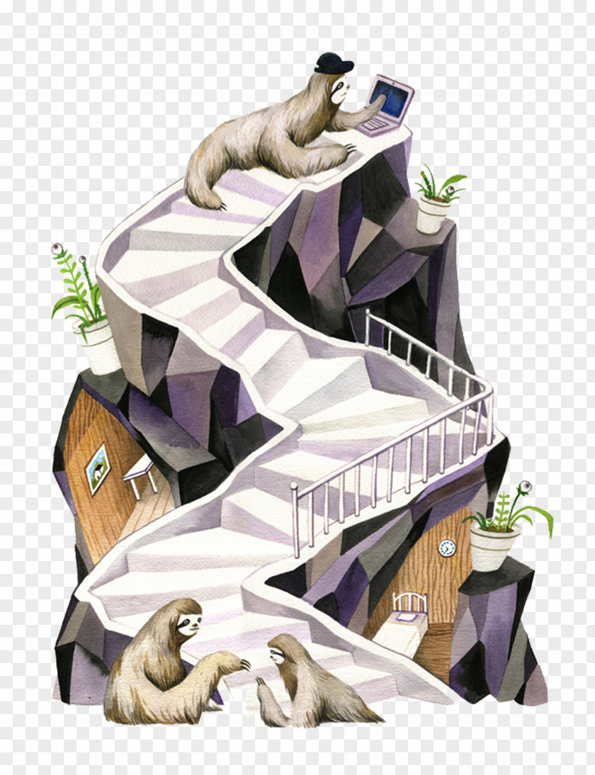 Sloth Home Illustrator Artist Drawing Illustration PNG