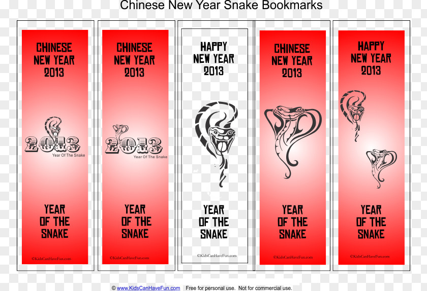 Chinese New Year Paper Snake Bookmark PNG
