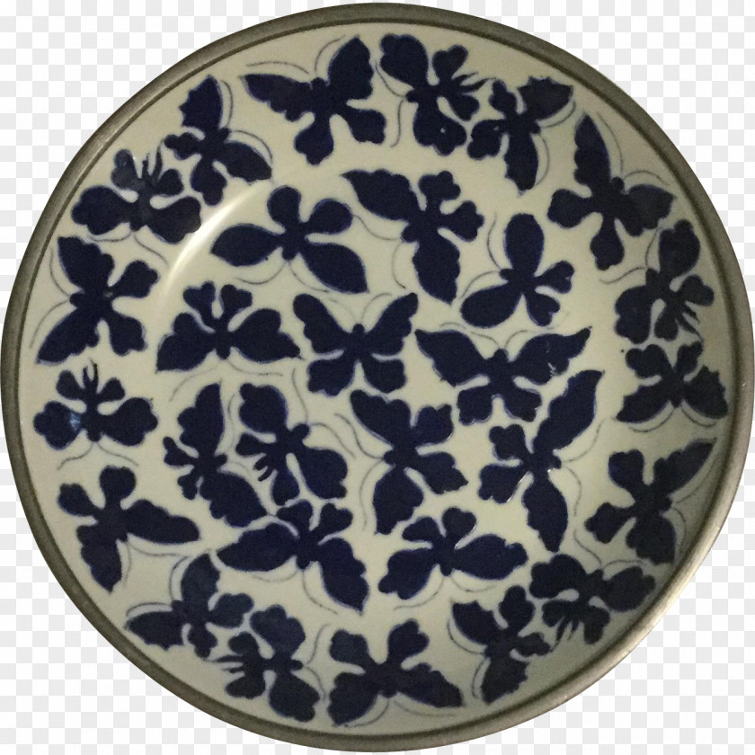Hand-painted Butterfly Blue And White Pottery Brown Porcelain Tableware PNG