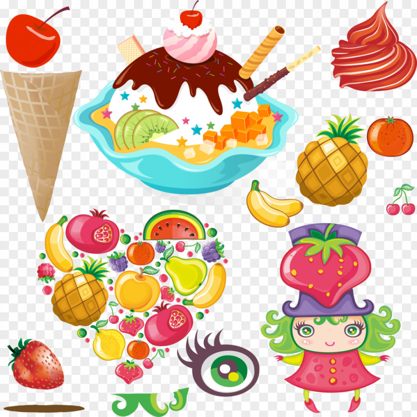 Ice Cream Fruit Cones Baobing Clip Art PNG