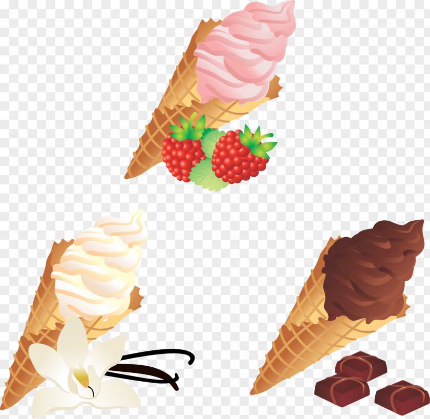 Vector Painted Cones Ice Cream Cone Waffle PNG