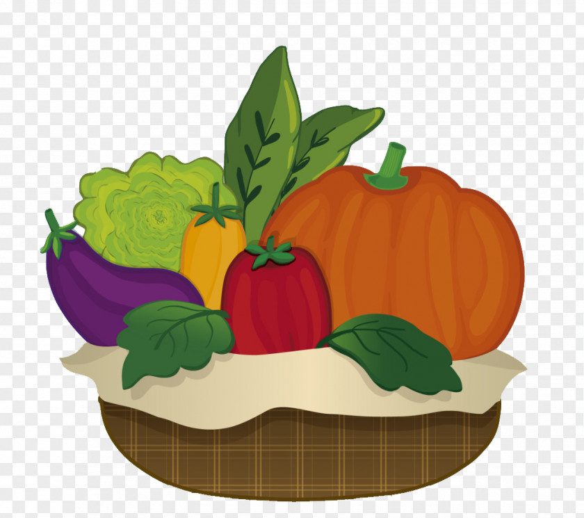 Cartoon Vegetables Basket Of Fruit Vegetable Euclidean Vector PNG