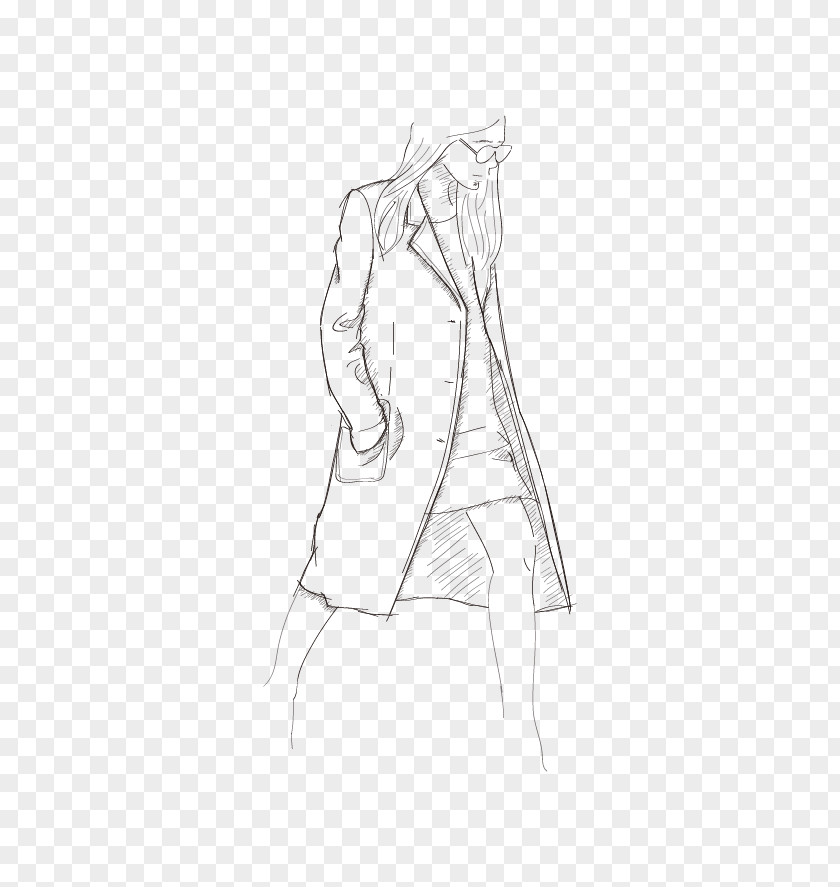 Ladies Tailoring Line Art Drawing Sleeve Sketch PNG