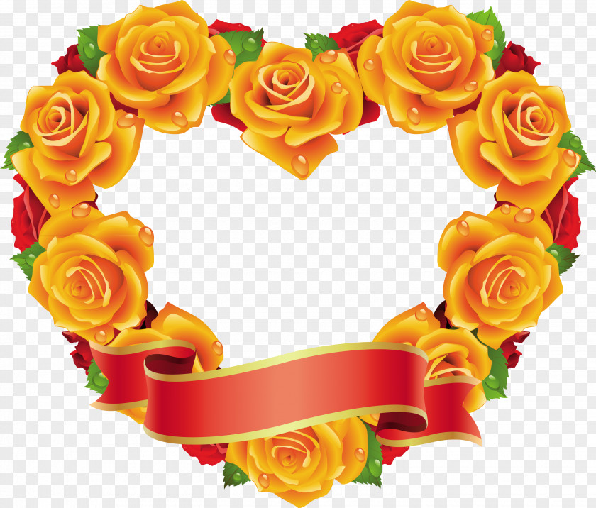 Love Frame Rose Yellow Heart Clip Art PNG