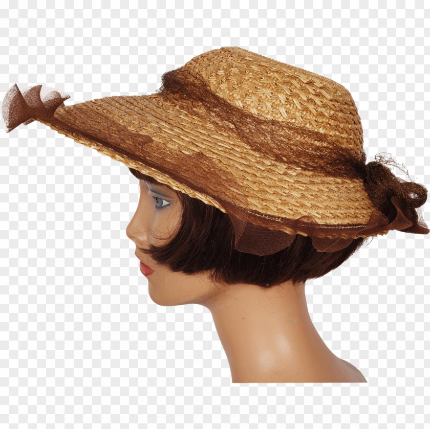 Straw Hat 1950s 1940s Boater PNG
