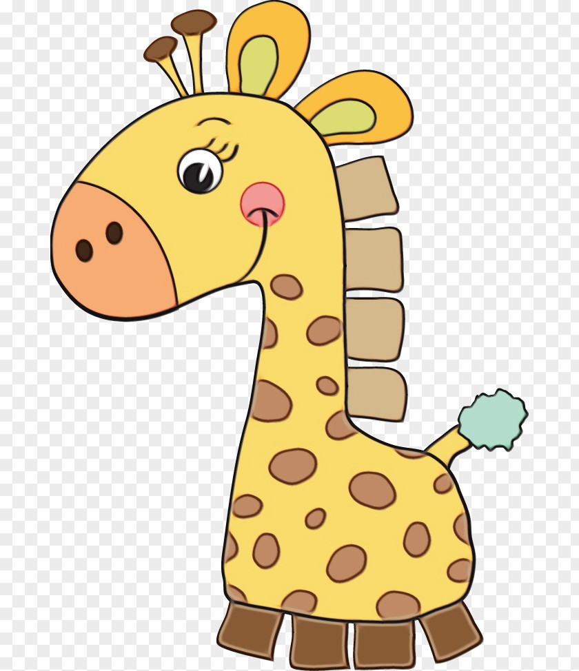 Giraffe Giraffidae Cartoon Yellow Animal Figure PNG