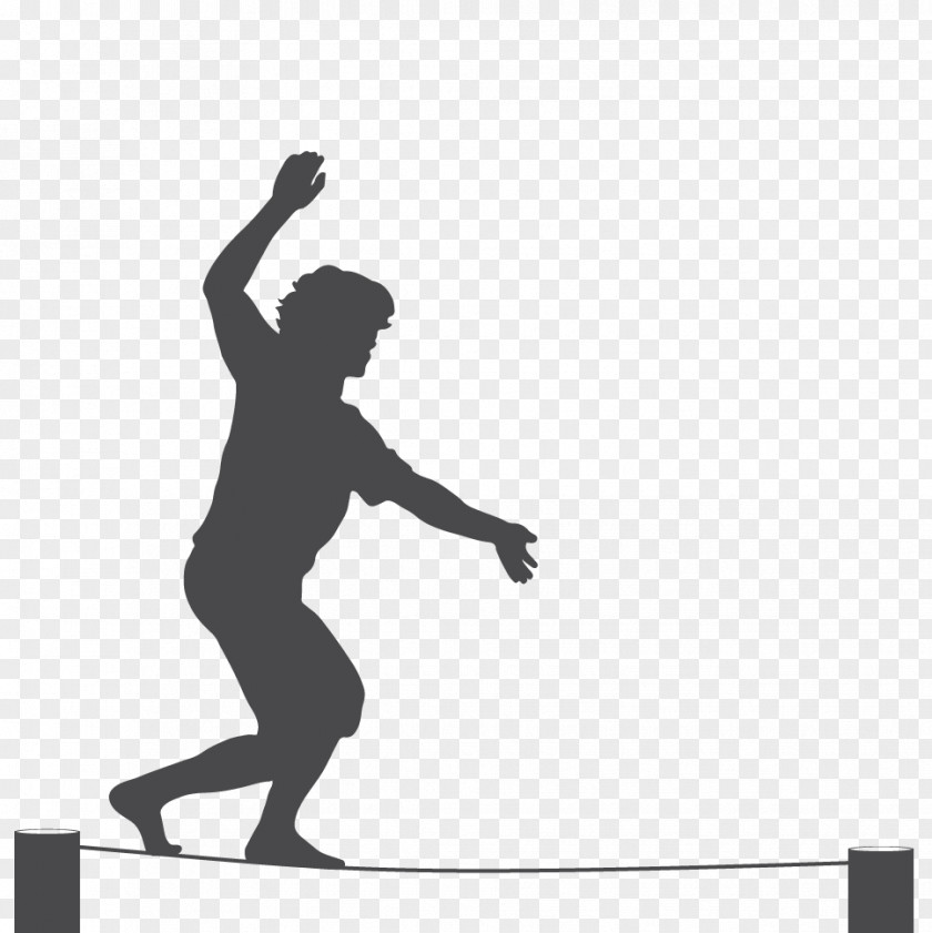 Silhouette Tightrope Walking Circus PNG