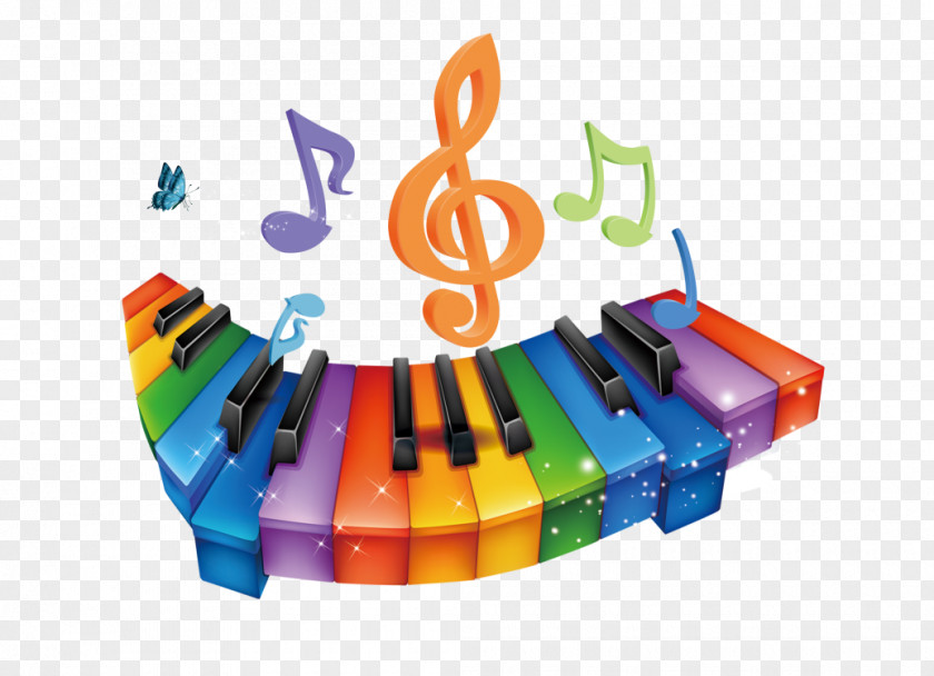 Color Cartoon Musical Note Keyboard PNG