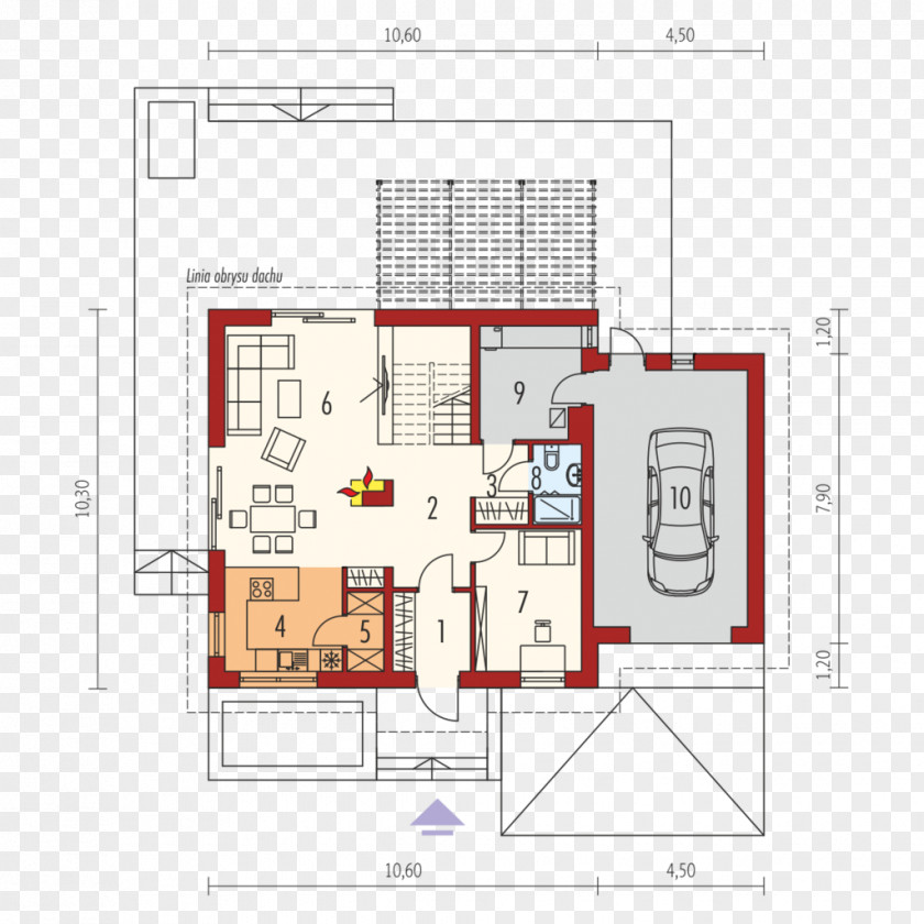 House Floor Plan Apartment Gable Roof PNG