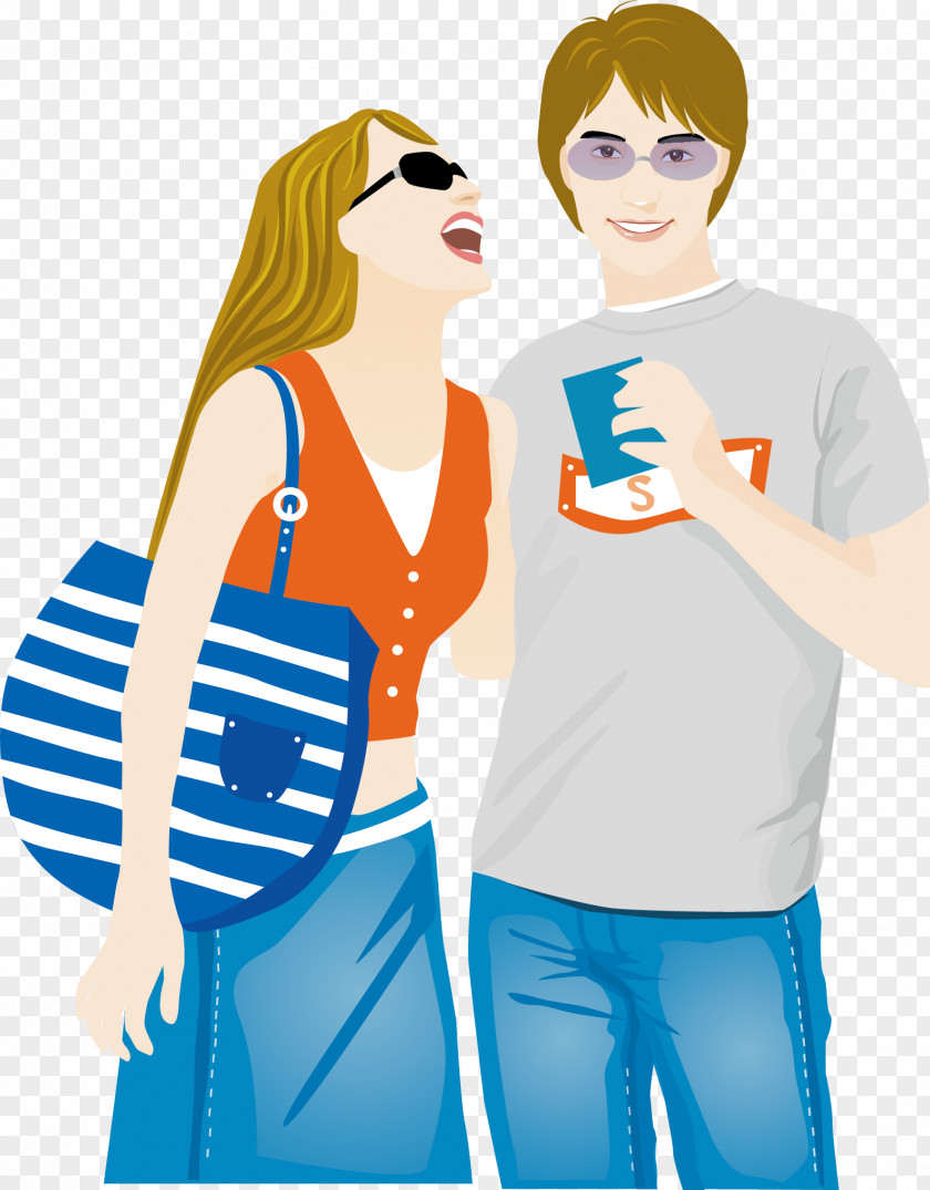 Shopping Couple Cartoon PNG