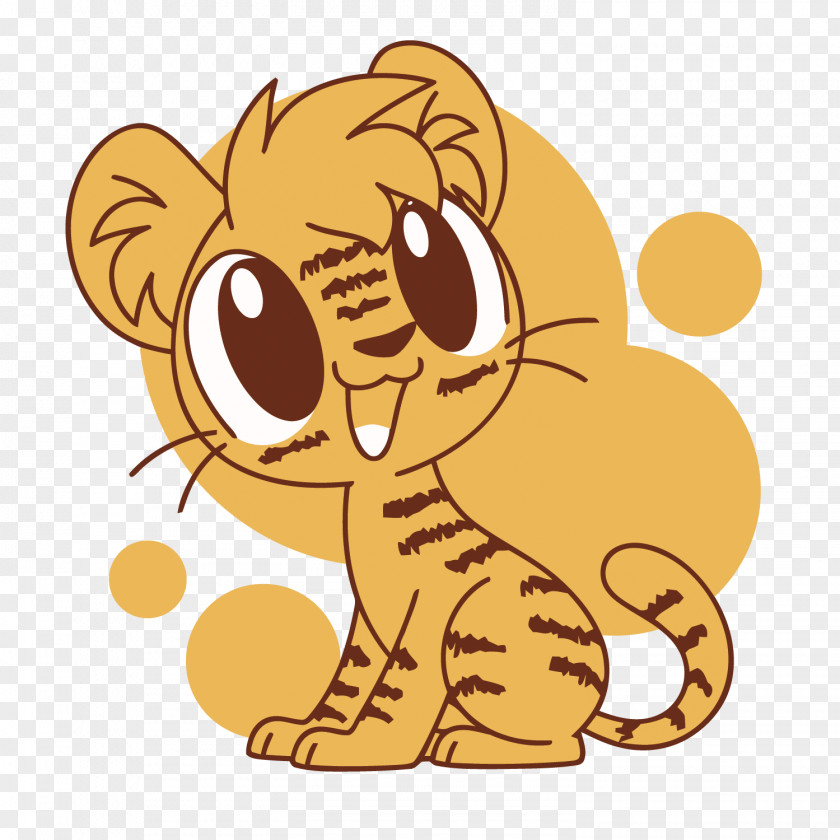 Vector Cute Little Tiger Lion Cartoon Clip Art PNG